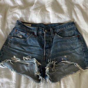 Levi's Distressed Denim Cutoff Shorts - Blue